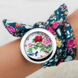Shsby New Design Flower Cloth Fashion Dress High Quality Fabric Clock Girls Watch