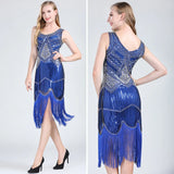 Woman Party Dress Great Gatsby Flapper Dress V Neck Sleeveless Embellished Sequin Beaded Fringe Dress Vestidos Women Tees - Women Prom