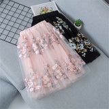 Teen Embroidery Kids Sequin for Summer Dance Long Skirt Princess Skirt Elastic Waist Child Clothes Girl Skirt