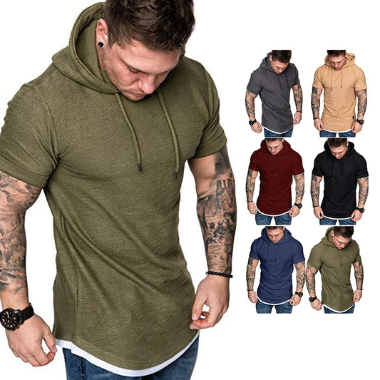 Quick Drying Training Sport T-Shirt Running Crossfit Tshirt Hoodie Mens Bodybuilding Workout Top Fitness Athletic Clothing
