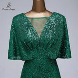 Sexy sequin Evening dress short sleeves vestidos de fiesta green dress evening gowns for women Party dress dresses Women Prom