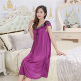 Summer New Fat&Big Big Ladies Long Nightgown Casual Home Dress Sleeveless Sexy Sleepwear Ice Silk Nightdress Sleeping Skirt Women Sleep