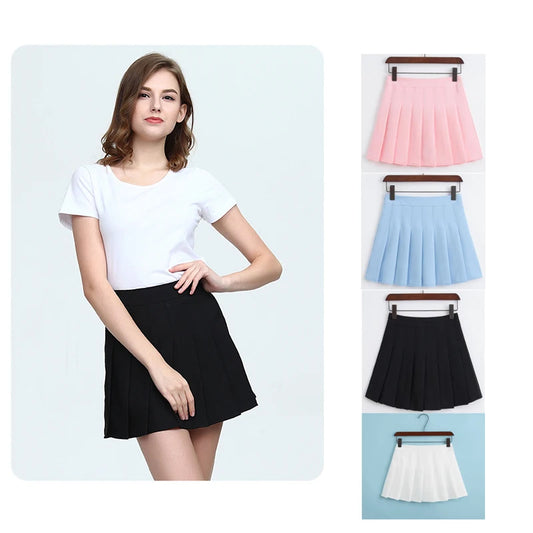 High Waist Japanese School Student Short Dresses Pleated Tennis With Inner Shorts Lady Skirt Uniform Badminton girl skort