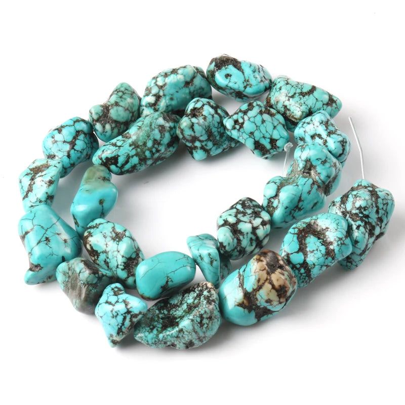 14x17-16x23mm Natural Stone Blue Turquoises Nugget Beads for Jewelry Making Diy Bracelet Necklace Wholesale Perles Accessories- Women Jewellery - Girl Jewellery - Women Accessory - Girl Accessory