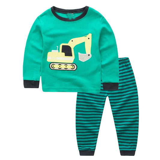 SAILEROAD Children Pajamas Excavator Car Pyjamas Set Kids Pijama Infantil Cotton Long Sleeve Boys Sleepwear - Girls Sleepwear
