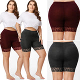 Plus Size Female Lace Splice Shorts Woman Leggings Elastic High Waist Shorts Sports Bottoms Lady Slim women short