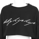 Kids Sports Crop Tops Hip Hop Jazz Dance Clothing Long Sleeves Round Neckline Letter Print Gymnastics Workout Crop  Girl Tops