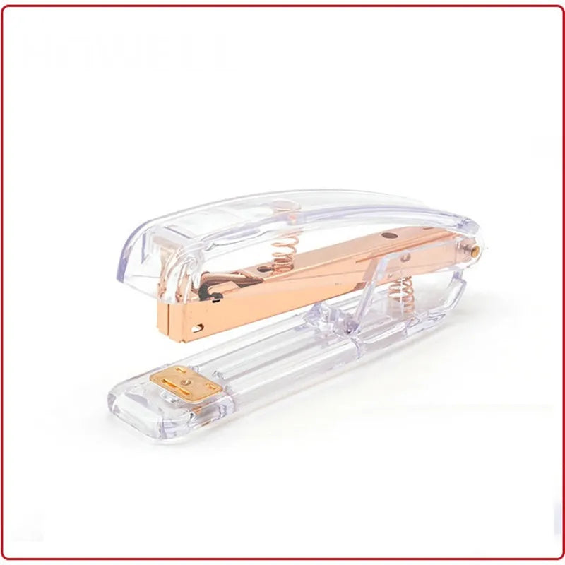 Rose Gold Color Stapler Set Acrylic Transparent Design Binder 24/6 Staples Stationery Office Binding Tools School Supplies