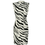 Zebra Print Sleeveless Tank Dress Office Ladies Elegant Knee Length Dresses Summer Casual Work Clothing Bodycon Pencil Vestidos Women Dress For Work