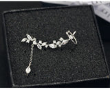 New Design Luxury Clear  Zircon Elegant 925 Sterling Silver leaves Stud Earrings women jewellery