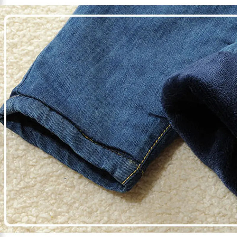 Kids Winter Plus Velvet Thicken Warm Denim Wear For Boys Jeans - Boy Cloth