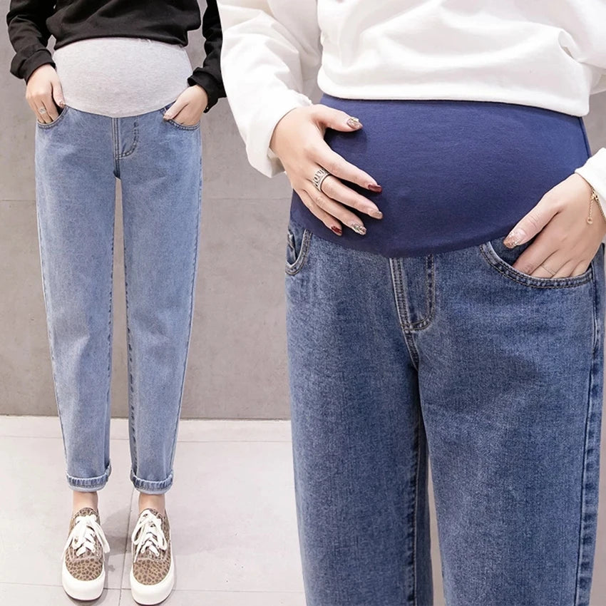 Pregnancy Abdominal Pants Boyfriend Jeans Maternity Pants For Pregnant Women Clothes High Waist Trousers Loose Denim Women Jeans