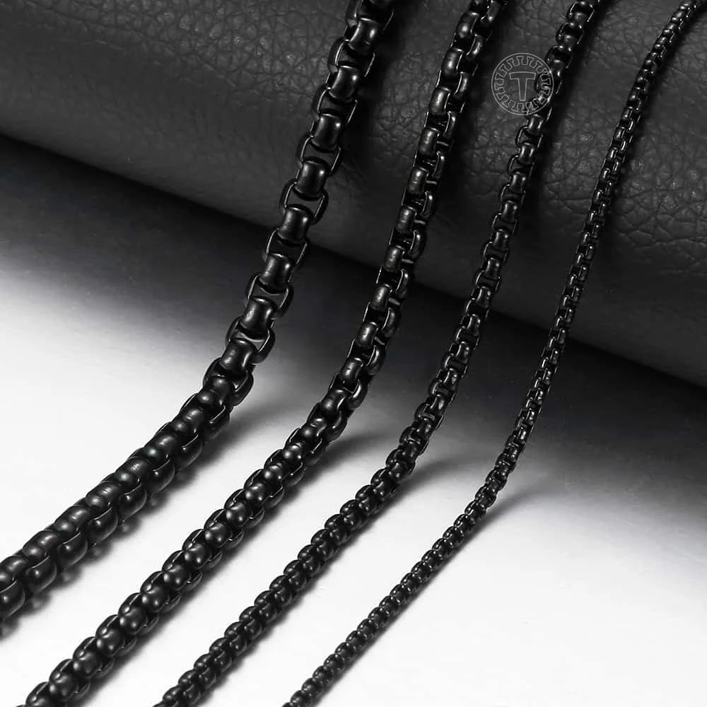 2mm 3mm 5mm Black Round Box Link Chain Necklace For Men Boy Stainless Steel Chain Necklace - Women Jewellery - Girl Jewellery - Women Accessory - Girl Accessory - Men Jewellery - Men Accessory