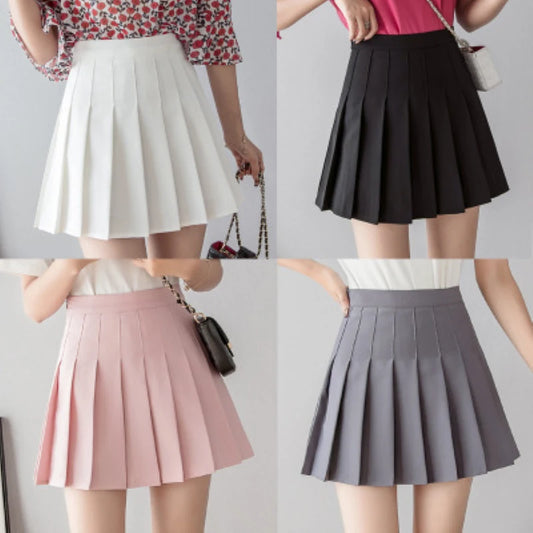 High Waist Japanese School Student Short Dresses Pleated Tennis With Inner Shorts Lady Skirt Uniform Badminton girl skort