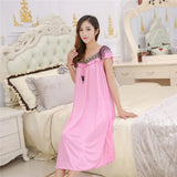 Summer New Fat&Big Big Ladies Long Nightgown Casual Home Dress Sleeveless Sexy Sleepwear Ice Silk Nightdress Sleeping Skirt Women Sleep