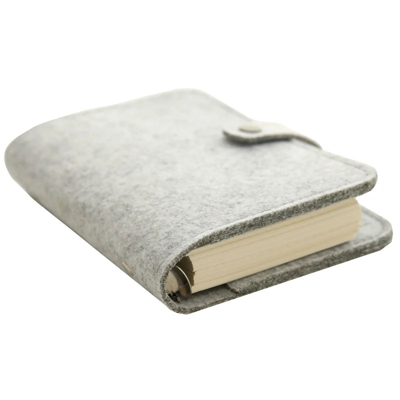 JIANWU A5 A6 simple snap felt fabric notebook diary creative binder    ring binder Office Supplies