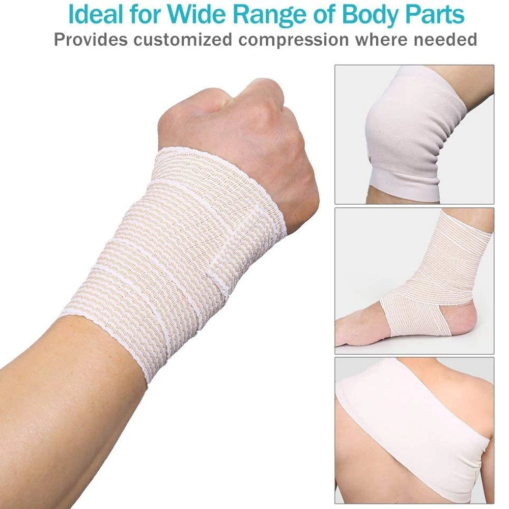 1 Rolls Premium Elastic Bandage Wrap, Cotton Latex Free Compression Bandage Wrap with Self-Closure, Support & First Aid for Sports Roll
