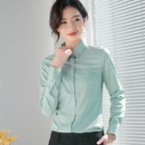 Korean Pink Bamboo Fiber Shirt Women's Long Sleeve Breathable Plus Size Work Clothes Business Wear Business Workwear Shirt Women Work Dress - Women Tops