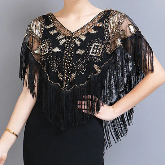 Bling Tassels Blouse Shirt Sexy Women Summer Sequin Casual Tops Camiseta Mujer Poncho Shirt Blusas Pullover Party Club Clothing Women Casual