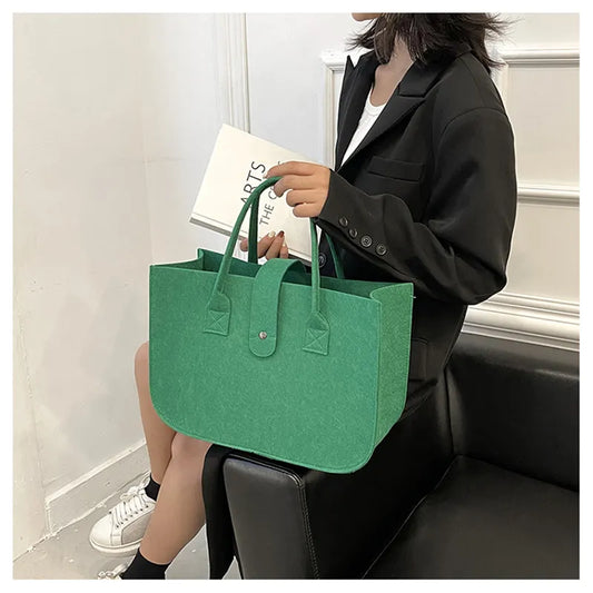 Fashion Winter Bag Felt Cloth Large Capacity Tote Solid Color Travel Shopping women purse