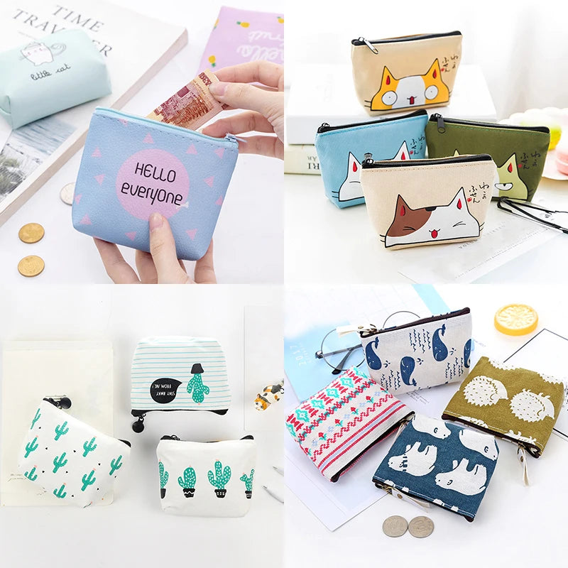 Canvas Coin Purse Card Key Mini Purses Pouch Girl Kids Children Cute Small Zipper Coin Purse Card Holder Wallet Bag Case women purse