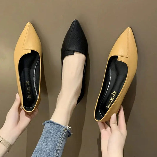 Ladies Summer Footwear Flats Shoes for Moccasins Formal Flat Yellow Pointed Toe Lastest Chic and Elegant E Slip Women Shoe