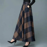 New Autumn and Winter Wool Plaid Skirt A-line Skirt Women's Skirt Women Plus Size Clothing