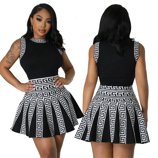 Woman Trend Mini Dress Y2KSleeveless Pleated Skirt New in African dresses Women's Clothing Women Short - Women Tees