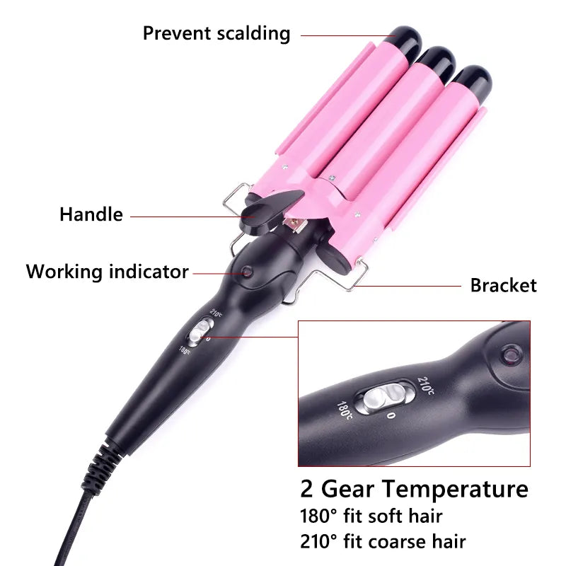 Professional Hair Curling Iron Ceramic Triple Barrel Hair Curler Irons Hair Wave Waver Styling Tools Hair Styler Wand Spa