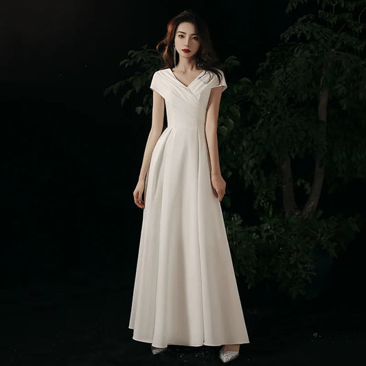 Sexy V Neck Long Evening Dresses for Woman Summer Elegant Homecoming Bridesmaid Wedding Party Dress Casual women prom