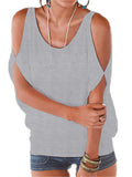 ZSIIBO Slit Sleeve Cold Shoulder Shirt Summer T-Shirt Girl Tee T-shirt Loose Top T-Shirt plus size women casual - women tops