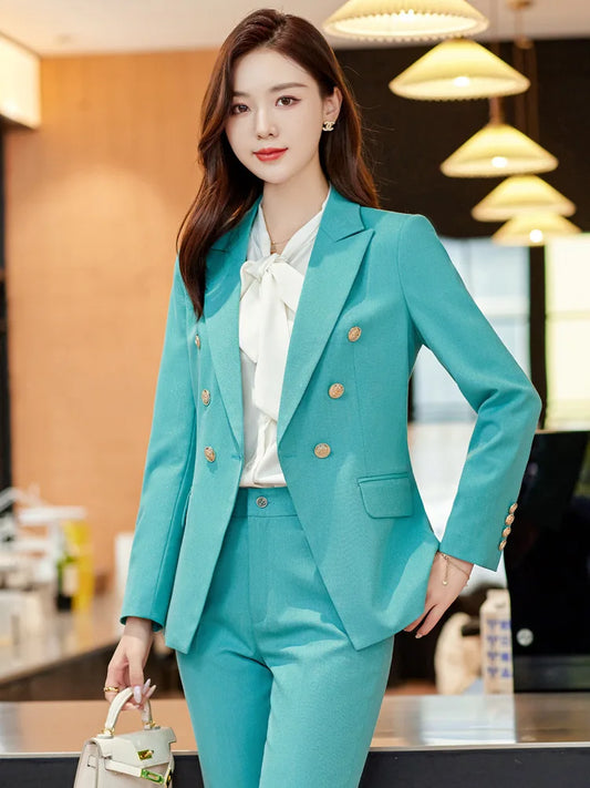 Ladies Elegant Long Sleeve Professional Business Suits with Pants and Jackets Coat Office Work Wear Blazers women suiting