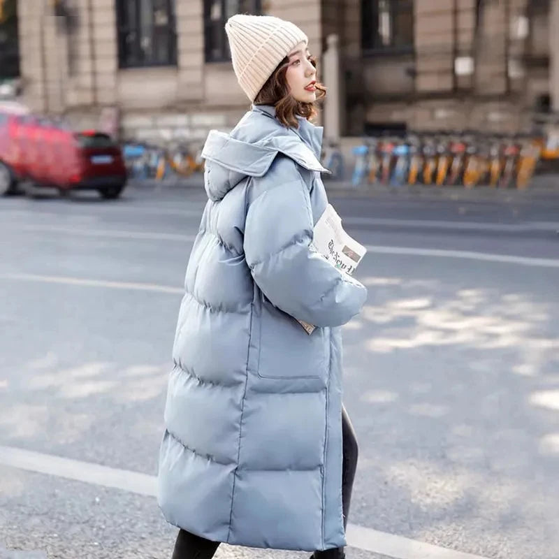 Down Cotton Jacket Women's Winter Clothing New Korean Loose Cotton-Padded Coat Casual Long Overcoat Thick Warm Hooded Parka Women Coats & Vests