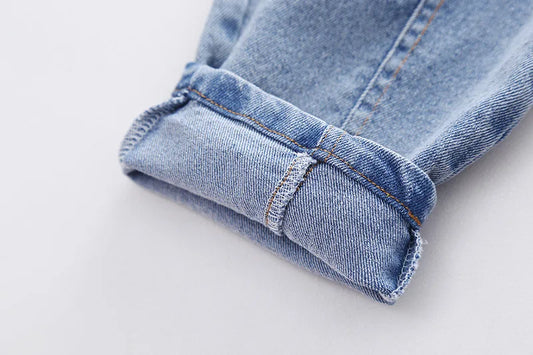 Spring Fall Kids Elastic Band Stretch Denim Outerwear for Boys Jeans