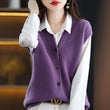 Autumn and Winter New V-neck Knitted Cardigan Tank Top Women's Korean Version Loose Versatile Casual Sleeveless Sweater