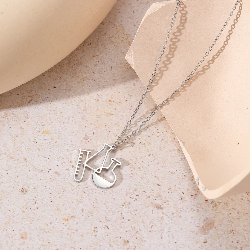 Stainless Steel Necklaces New Design Chemical Containers Creative Pendant Collar Chain Unusual Necklace women jewellery