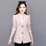 Spring Autumn Blazers Coats Women Suit Short Jacket Casual Tops Female Outerwear Slim Lattice Blazers Windbreaker Women Suiting & Blazers