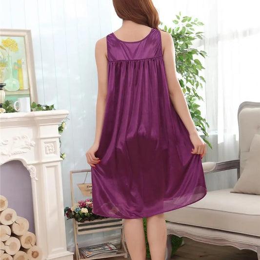 Plus Size Nightdress Sexy Breathable Summer Lace Ice Silk Vest Tank Dress Women Nightgown women lounge