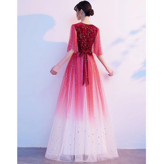 New Chorus Performance Dress Summer Formal Occasion Elegant Sequin Evening Dress V-Neck Party Gowns Homecoming Dress Women Prom