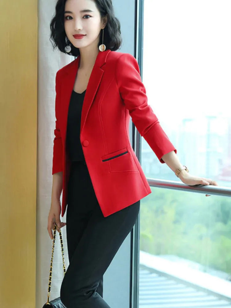 PEONFLY Ladies Blazer Long Sleeve Blaser Suit jacket Female Feminine Blazer Femme  White Black Blazer Autumn women suiting