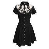 Western Vintage Flower Printed Western Cowboy Dress Women Button-down Dress Short Sleeves 100% Cotton Dress Summer Streetwear