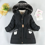 4-10Y Kids Outerwear Down Jacket Thicken Hooded Warm Baby Girls Parkas Jackets Embroidery Girls Clothing - Boy Jacket - Girl Jacket