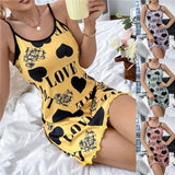 Sexy Spaghetti Strap V-Neck Nightdress Nightie Summer Loose Cotton Nightgown Female Cute Print Dress Light Sleepwear women sleep