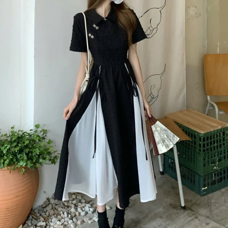 Midi Dresses Woman Bandage Design Elegant Temperament Korean Style Lady A-line Trendy Daily Summer Simple New Vestidos Women Casual - Women Dress For Work