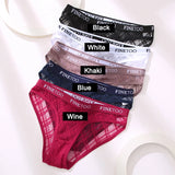 FINETOO 3PCS/Set Women Floral Lace Mesh Sexy Panties Letter Band Girls Underwear Pantys Low Waist Briefs Women Lingerie