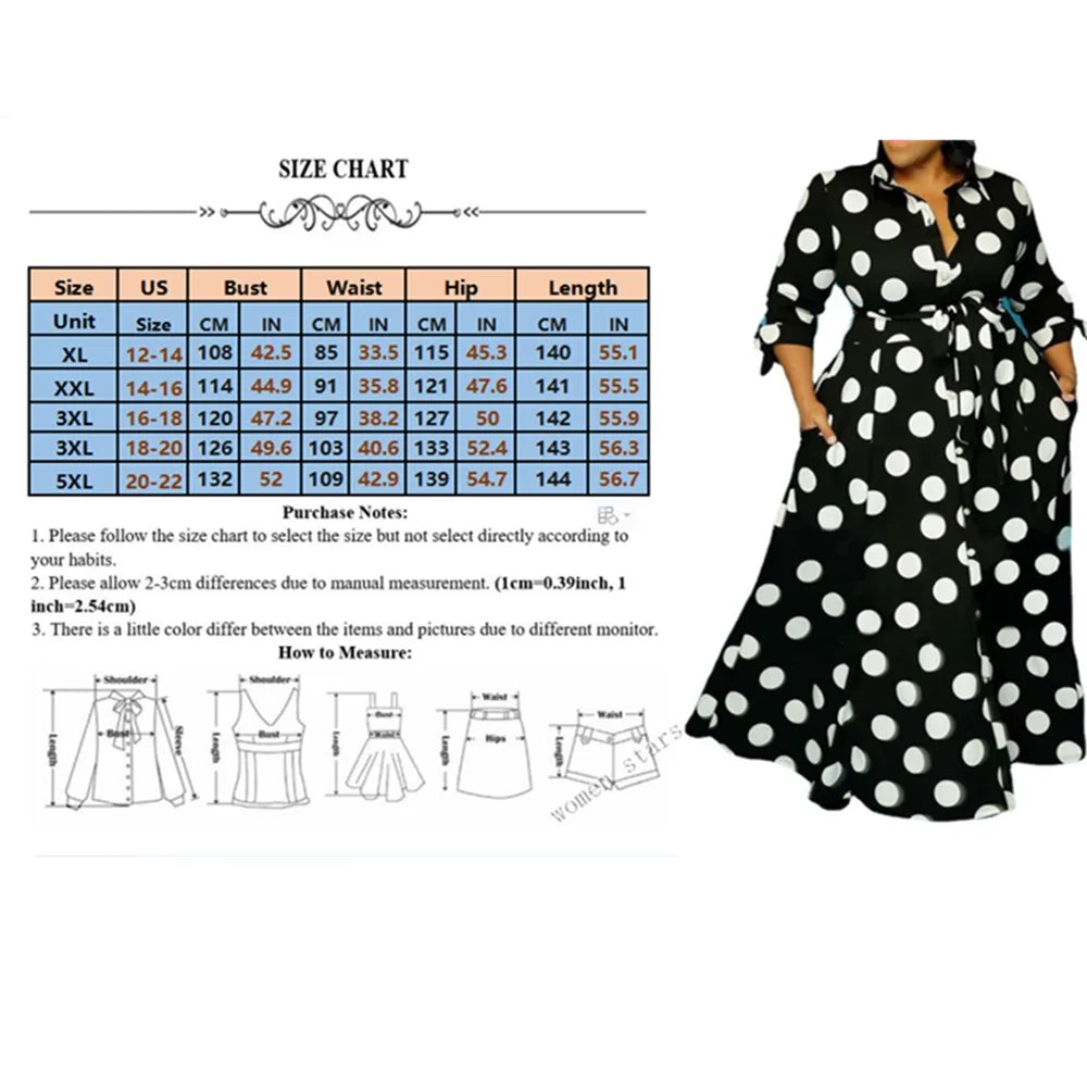 Wmstar Women's Clothing Dresses Dot Printed with Pockets Slashes Fashion Maxi Dress Hot Sale Wholesale Dropshipping Women Plus Size Clothing - Women Prom