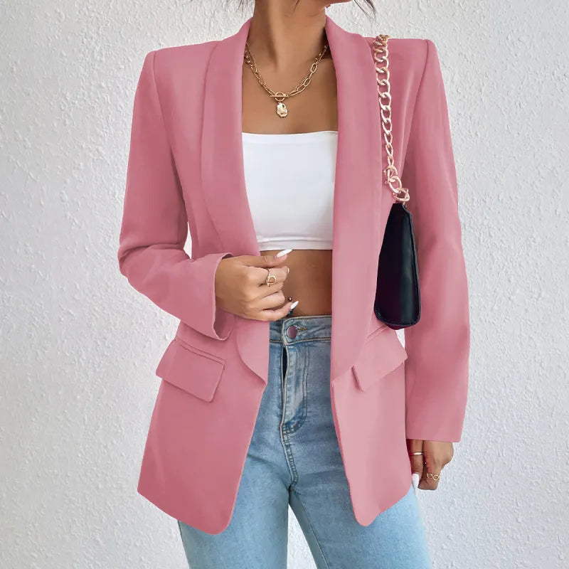 Fashion Spring Traf Women's Jacket solid Polyester Cotton Non-Strech Long Sleeve Women Suiting & Blazers