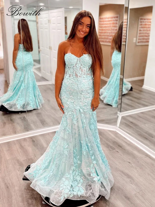 Bowith Strapless Dresses Applique Mermaid Homecoming Dresses Formal Evening Party Dresses for Elegant Celebrity Dress women prom