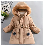 4-10Y Kids Outerwear Down Jacket Thicken Hooded Warm Baby Girls Parkas Jackets Embroidery Girls Clothing - Boy Jacket - Girl Jacket