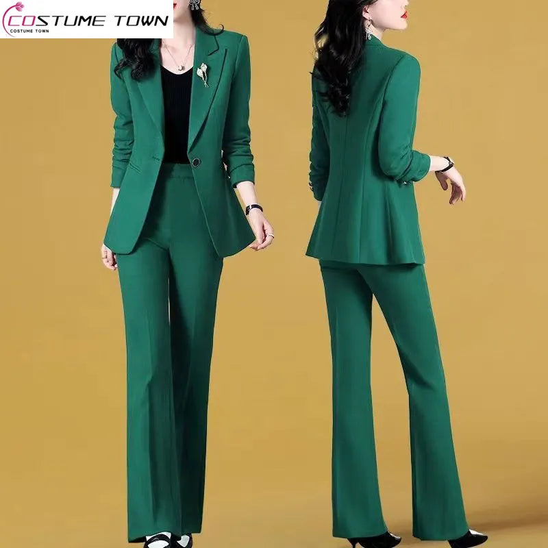 Spring New Thin Jacket Casual Trousers Two-piece Elegant Women Pants Suit Manager Office Outfits Fashion Women Suiting & Blazers